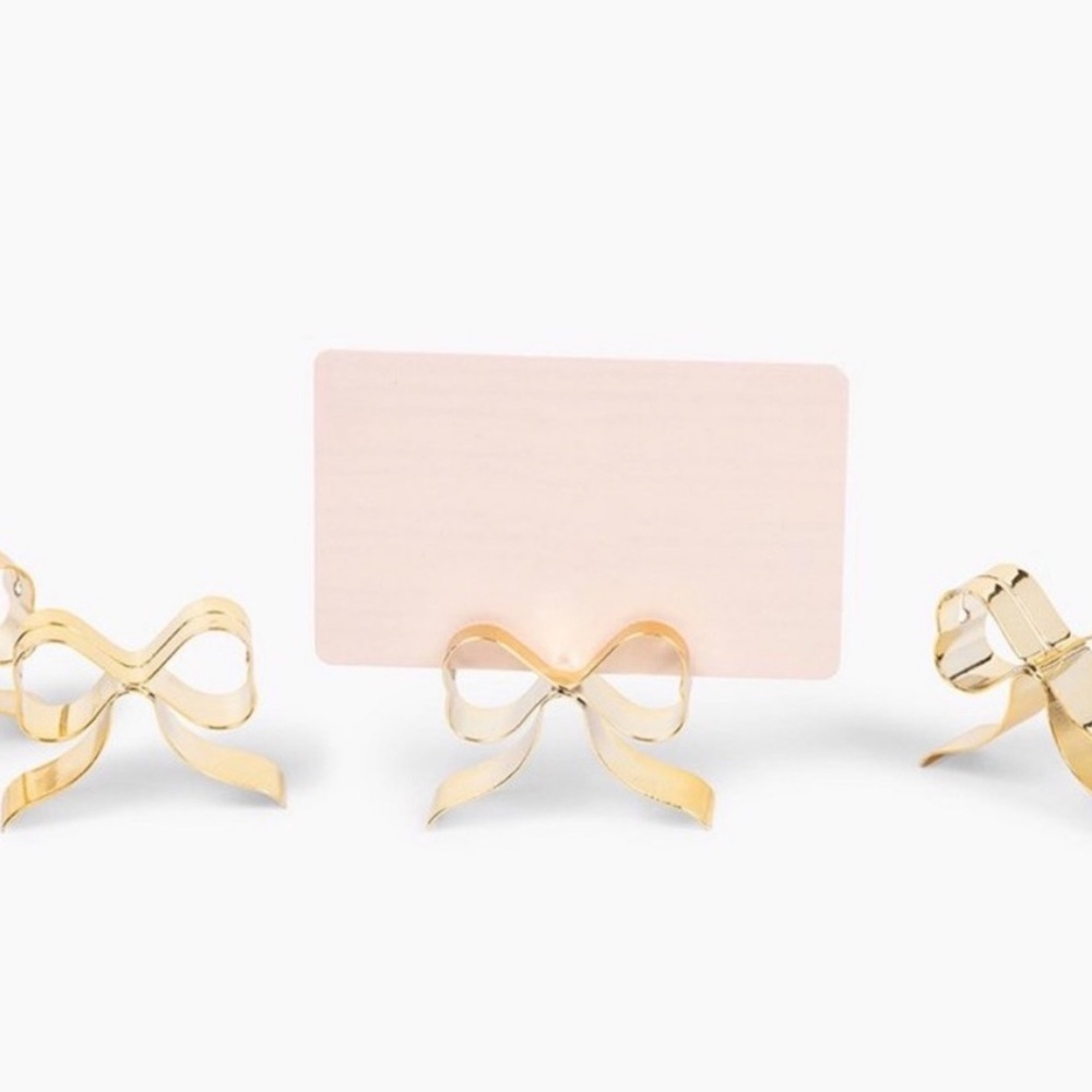 LOVE X JUNE NWT 4pc metal bow place card holders -gold